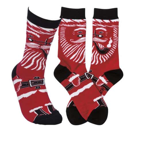 Holliday Santa Socks - Unisex Adult Christmas Theme Socks
