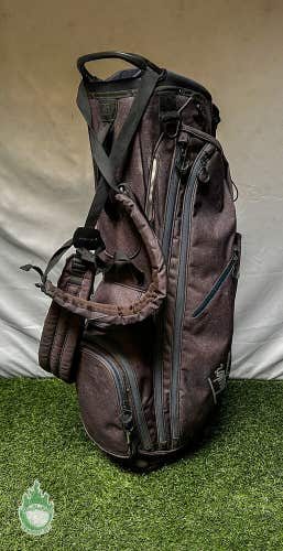 Used Taylormade Cart Carry Stand 14-way Golf Bag Grey/Blue w/ Backpack Straps