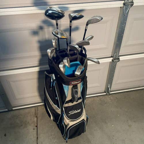 Titleist and TaylorMade Golf Club Complete Set W/ 14 Way Golf Bag