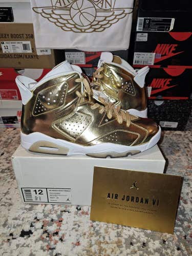 Size 12 Air Jordan 6 Retro Pinnacle 2016 Gold Shoes Sneakers 100% Authentic