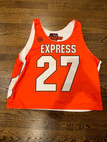 Used Express Lacrosse Large/Extra Large Men's Reversible White/Orange Warrior Jersey #27