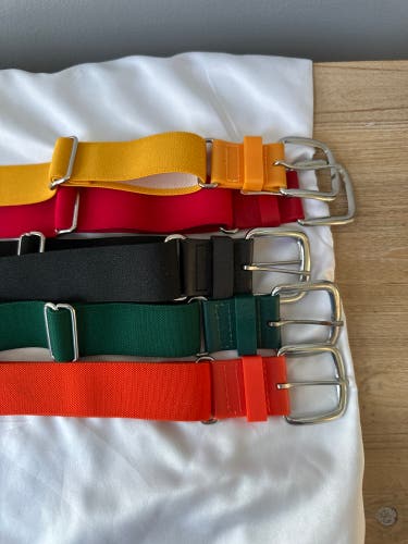 Set Of 6 Adidas Youth Baseball Belts - Yellow, Red, Orange, Green, And 2 Black