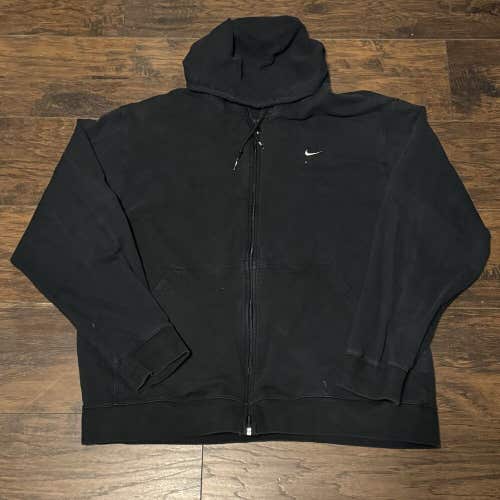 Nike Football Vintage Sportswear Full Zip hooded Sweatshirt Black Sz XXL