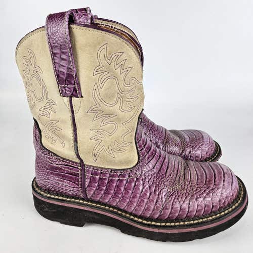 ARIAT Fatbaby Cowboy Western Boots Womens 7.5 B Purple Croc Alligator 14740