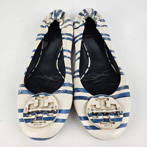Tory Burch Striped Blue/White Reva ballet flat Shoes Women’s Size 9 M