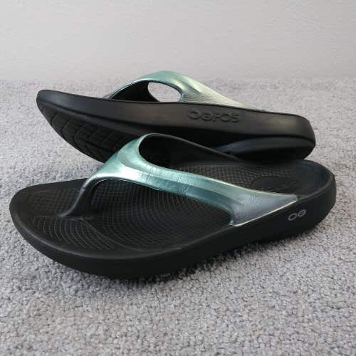 OOFOS Shoes Womens 9 OOlala Luxe Thong Flip Flops Recovery Sandals Blue Green