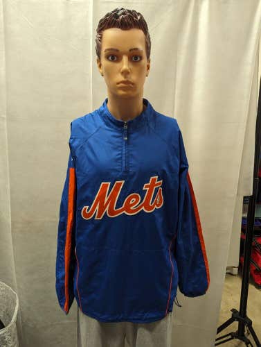 New York Mets Majestic 1/4 Zip Windbreaker Jacket L MLB