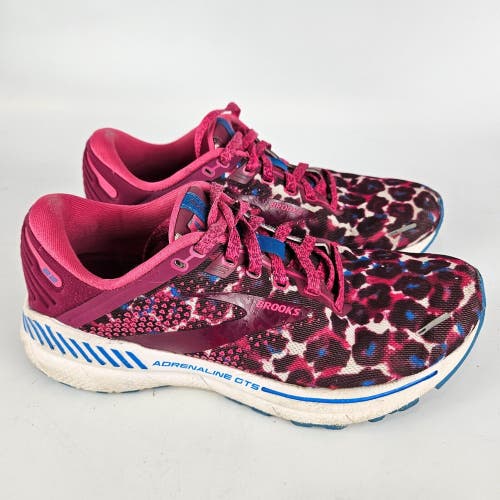 Brooks Adrenaline GTS 22 Womens Size 9 B Running Shoes Pink Blue Cheetah Sneaker