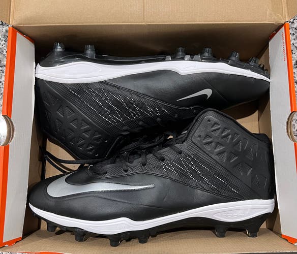 Size 18 Nike Zoom Code Elite 3/4 TD Football Cleats Black Silver 603368-002