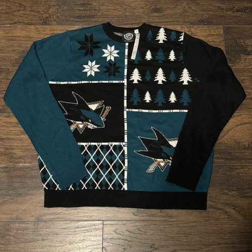 San Jose Sharks NHL Forever Collectibles Ugly Christmas Holiday Sweater Sz XXL