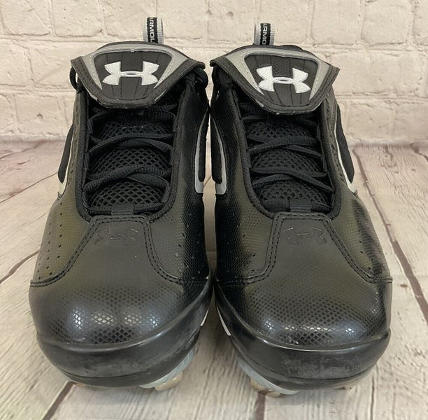 Under Armour 1097002-001 Metal Bomber Low ST Mens Baseball Cleats Black Silver 8