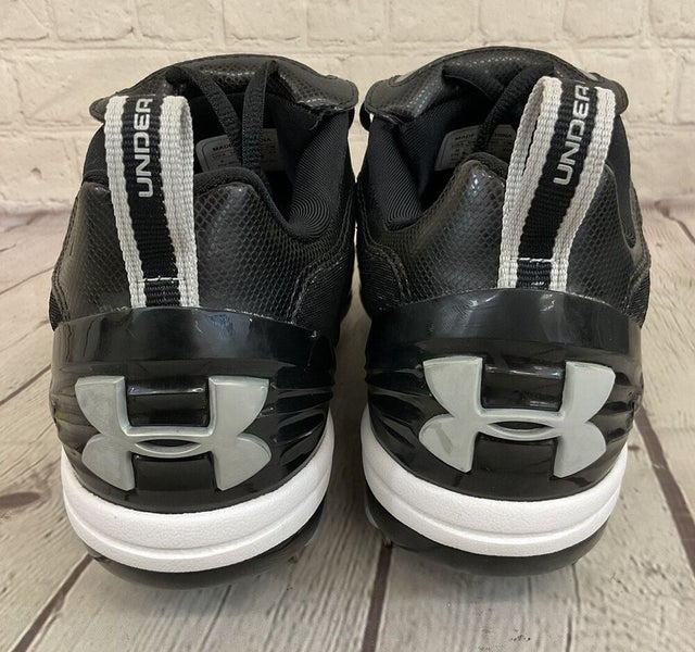 Under Armour 1097002-001 Metal Bomber Low ST Mens Baseball Cleats Black Silver 8
