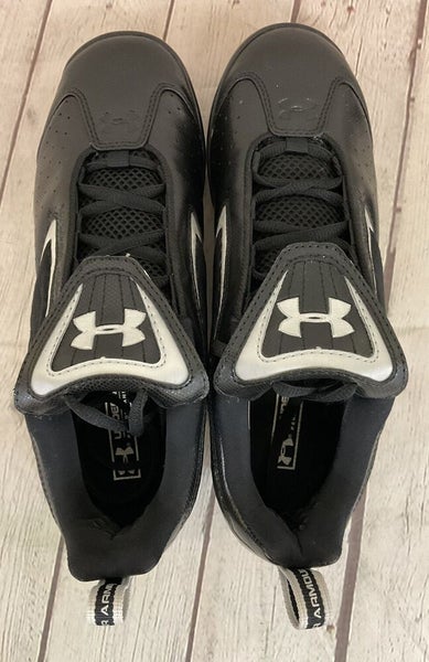 Under Armour 1097002-001 Metal Bomber Low ST Mens Baseball Cleats Black Silver 8