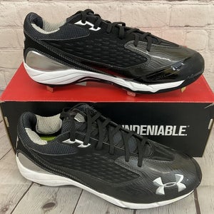 Under Armour Natural II Low Men's Metal Baseball Cleats Black White US Size 13