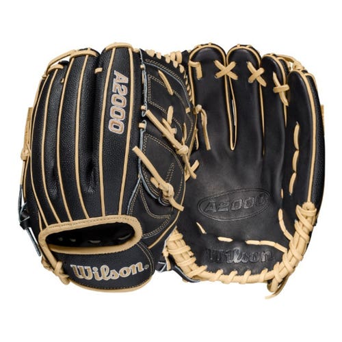 Wilson A2000 B2SS Baseball Pitcher's Glove (New) 12" - Black w/Blonde Accents
