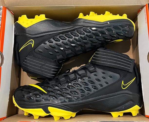 Size 16 Nike Force Savage Pro 2 Shark Black/Yellow Football Cleats Oregon PE