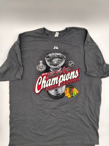 New Chicago Blackhawks Stanley Cup Champions Locker Room Edition Gray New Men's Majestic Shirt