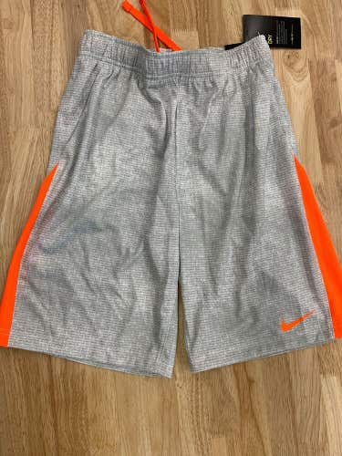 Nike Boys Dri-Fit Shorts Size XL CJ7741-101 Graphic Basketball White Orange