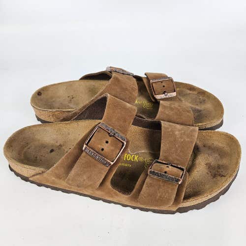Birkenstock Arizona Tobacco Brown Leather Slide Sandals Shoes Size: 41 - M8 W10