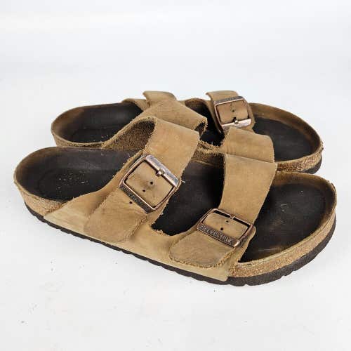 Birkenstock Arizona Tan Leather Slide Sandals Shoes Size: 40 / Women 9 Men 7