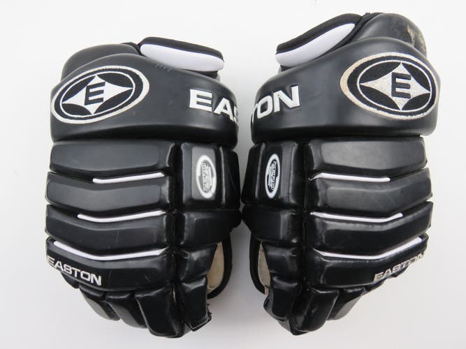 Vintage Easton Synergy 800 Black Leather Ice Hockey Player Gloves Size Senior 14"