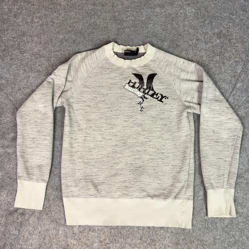 Hurley Mens Sweatshirt Large Gray Spellout Sweater Crew Retro Heather Sports Top