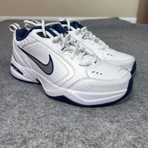 Nike Air Monarch IV Mens Shoes 10 White Blue Navy Sneaker Dad Everyday Casual