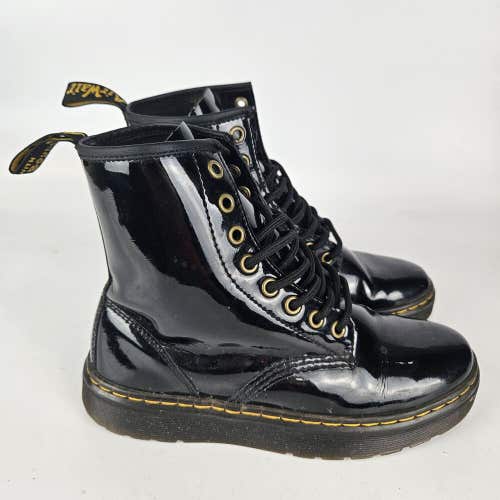 Dr. Martens Womens Zavala Boots Black Patent Doc Leather Airwave Combat Size: 6