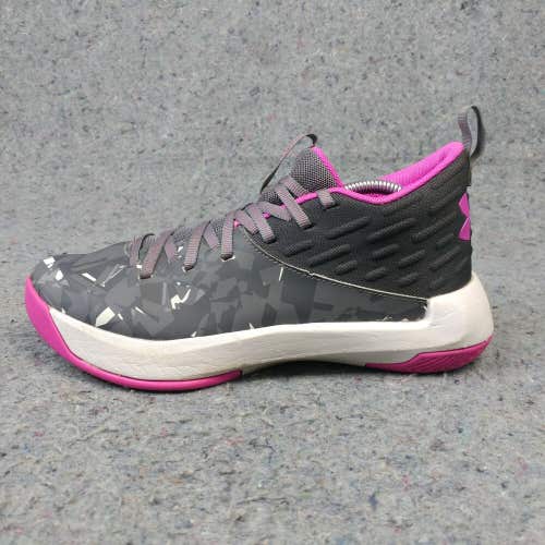 Under Armour Lightning Girls 5.5Y Shoes Basketball Sneakers Gray Purple