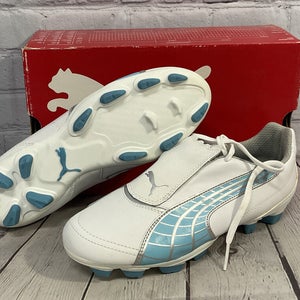 Puma V4 10 I FG Womens Soccer Cleats White Puma Silver Blue Mist US Size 5.5