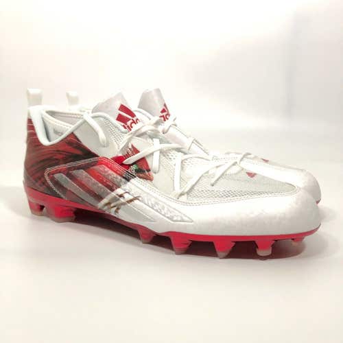 Adidas Mens Football Cleat 16 White Red Cardinal Logo Lacrosse Techfit Low Pair