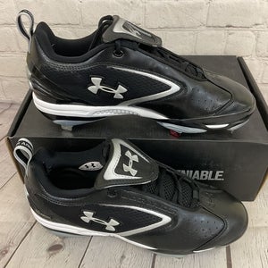 Under Armour 1097002-001 Metal Bomber Low ST Mens Baseball Cleats Black Silver 9