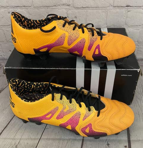 Adidas S74616 X 15.1 FG/AG Leather Men Soccer Cleat Solar Gold Pink Black US 6.5