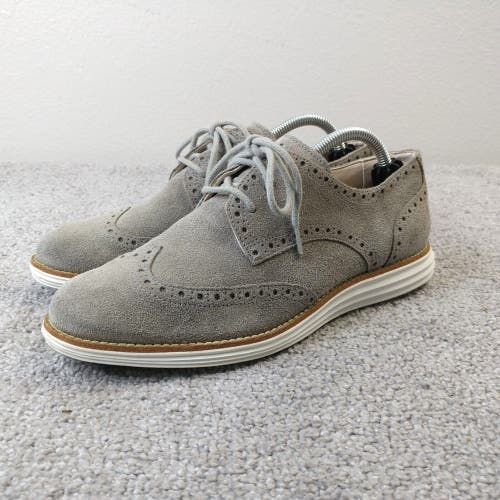 Cole Haan Lunargrand Womens 7.5 Shoes Gray Suede Wingtip Oxfords Lace Up Sneaker