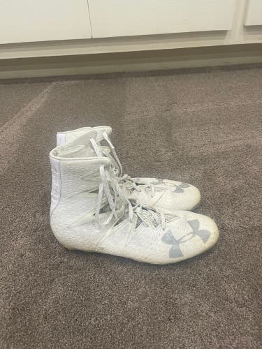 White Men's High Top Turf Cleats Highlight