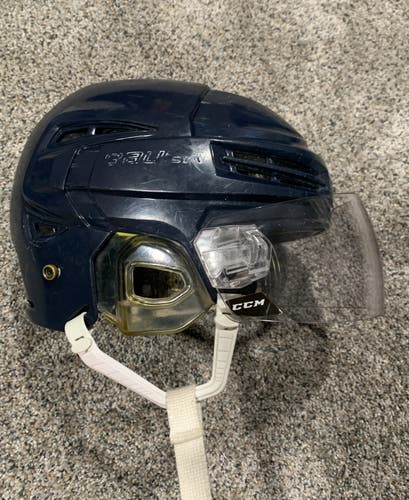 Small Bauer Re-Akt 100 Helmet Navy Used w/ half shield