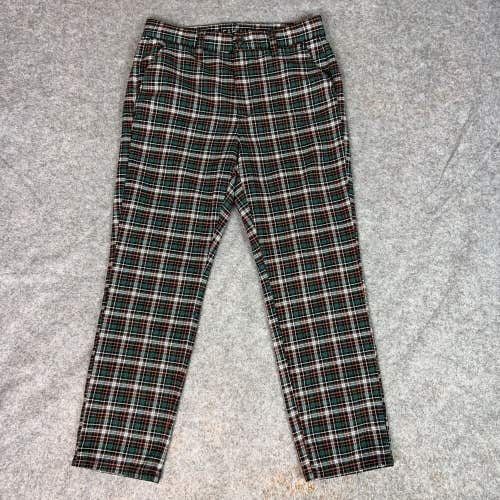 American Eagle Womens Pants 10 Black Green White Plaid High Rise Skinny Trouser