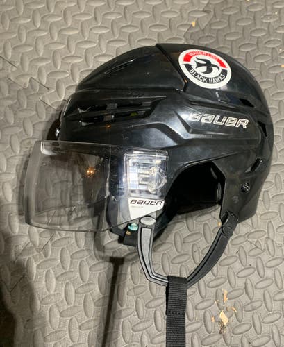 Small Bauer Re-Akt 75 Helmet Black Used USHL Waterloo Blackhawks