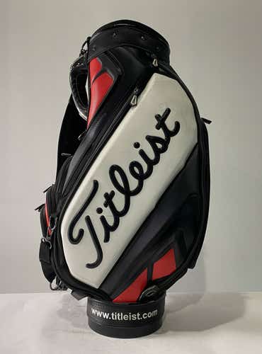 Titleist Staff Bag Black White Red 6-Way Divide Single Strap Golf Bag 8" x 9"
