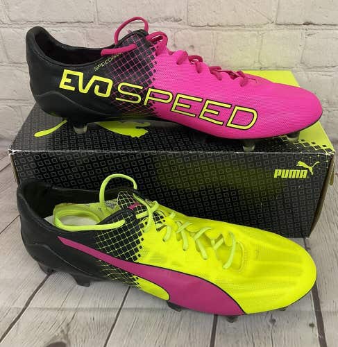 Puma 103662 01 evoSPEED SL II Tricks FG Mens Soccer Cleats Pink Glow Yellow US 9