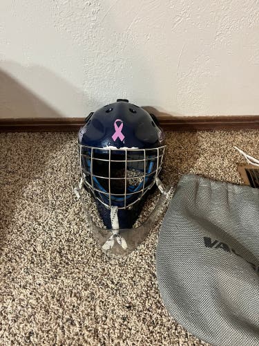 Used Junior Vaughn Goalie Mask With Dangler And Helmet Bag