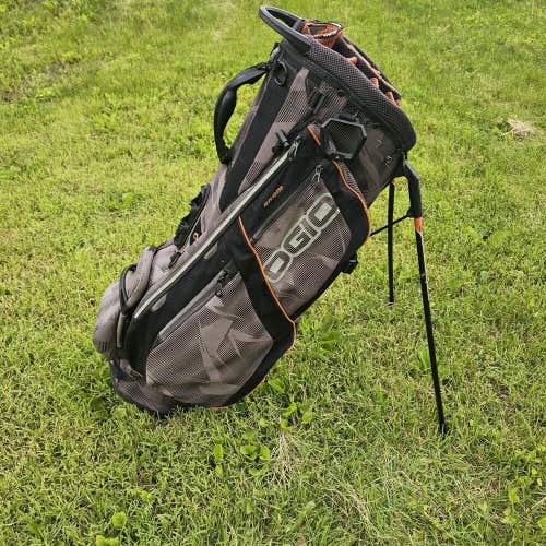 OGIO Grom Golf Stand Bag Diamond  14 Way Divider Gray Orange W Raincover