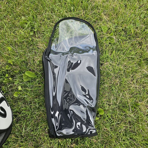 Titleist Tour Staff Golf Bag Black White Leather 6-way 9 Pockets W/ Rainhood