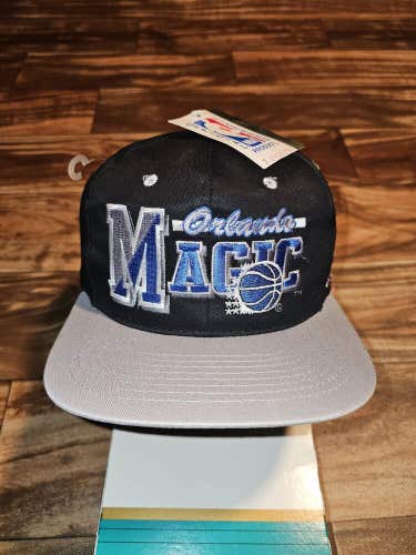 NEW Vintage Orlando Magic NBA Sports AJD Black Hat Cap Vtg Snapback