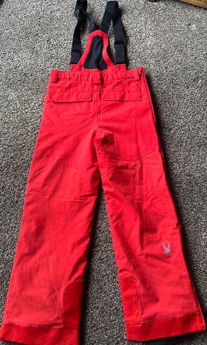 Red Youth Size 16 Kids Unisex Spyder ski bibs full zip Pants