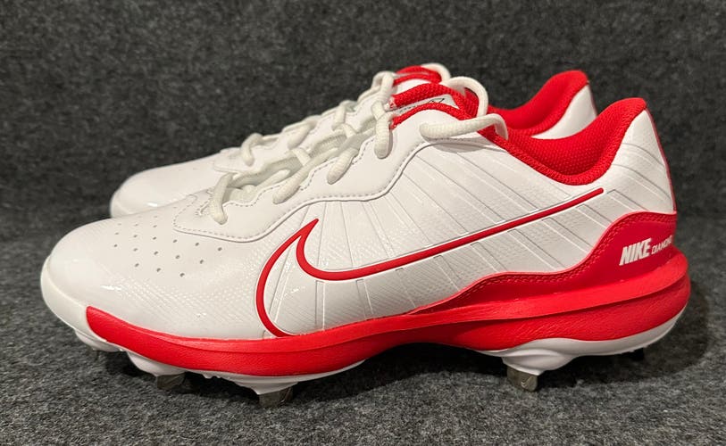 Men’s Nike Baseball Cleats Alpha Huarache Varsity 4 Low White Red DJ6516-104  Size 8.5