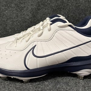 Men’s Nike Alpha Huarache Varsity 4 Low Baseball Cleats White Navy DJ6516-103  Size 13