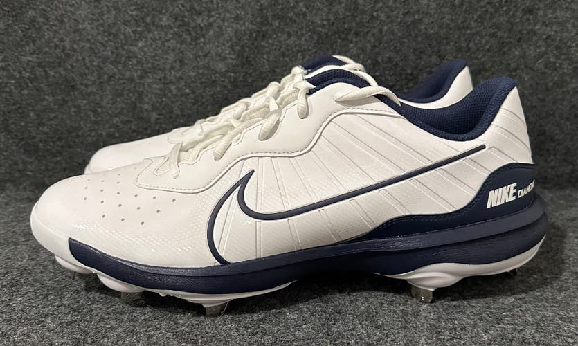 Men’s Nike Alpha Huarache Varsity 4 Low Baseball Cleats White Navy DJ6516-103  Size 13