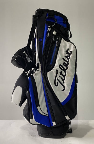 Titleist Players 4 Stand Bag Black White Blue 4-Way Divide Dual Strap Golf Bag