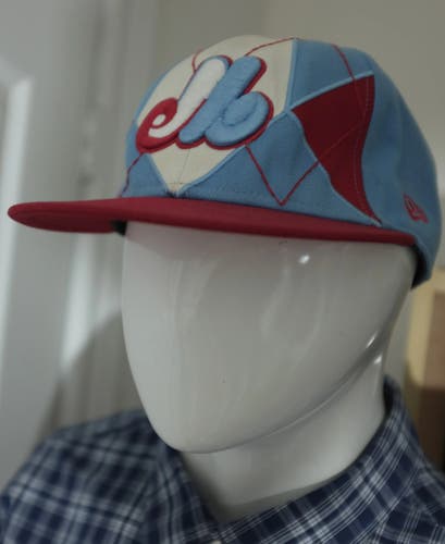 Used New Era Montreal Expos Baseball Cap 7 1/8 Wool Fitted Hat 59Fifty Cooperstown